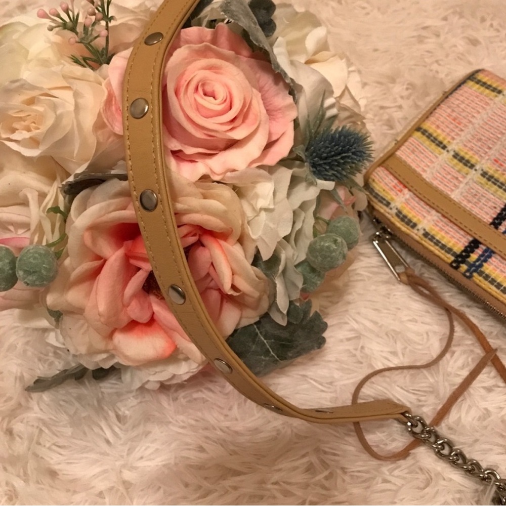 Rebecca minkoff neon pink orange blue tweed chain strap tassel bag - Picture 7 of 8